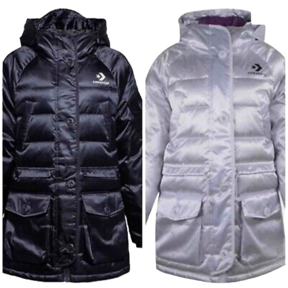 💖MEGA SALE💖Converse Iridescent Sideline Jacket Black Women's S XS 10006987-A02 - Picture 2 of 12
